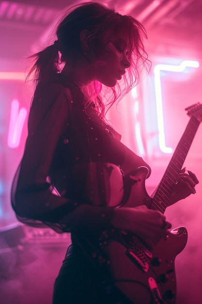 Foto grátis músico tocando guitarra elétrica