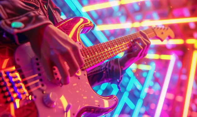 Foto grátis músico tocando guitarra elétrica