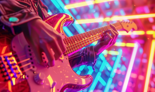 Foto grátis músico tocando guitarra elétrica