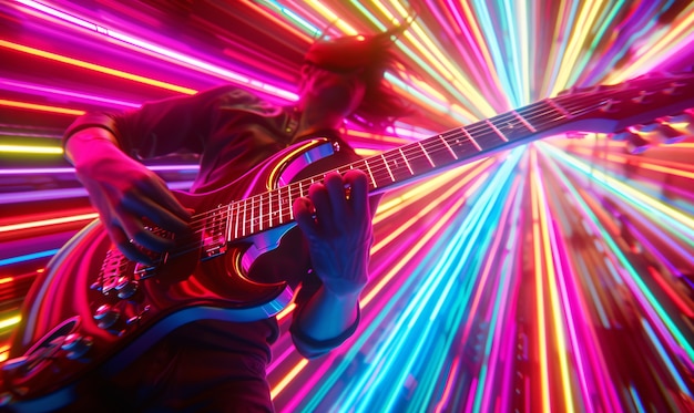 Foto grátis músico tocando guitarra elétrica