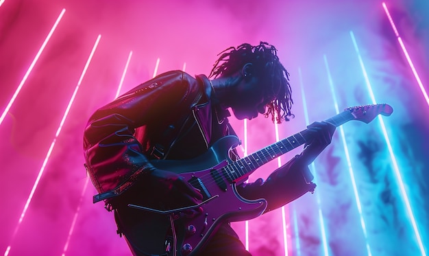 Foto grátis músico tocando guitarra elétrica