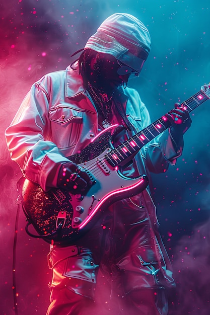 Foto grátis músico tocando guitarra elétrica