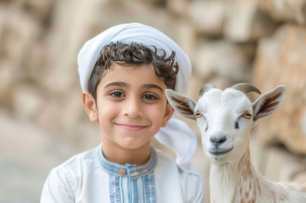 Foto grátis muslim people with photorealistic animals prepared for the eid al-adha offering