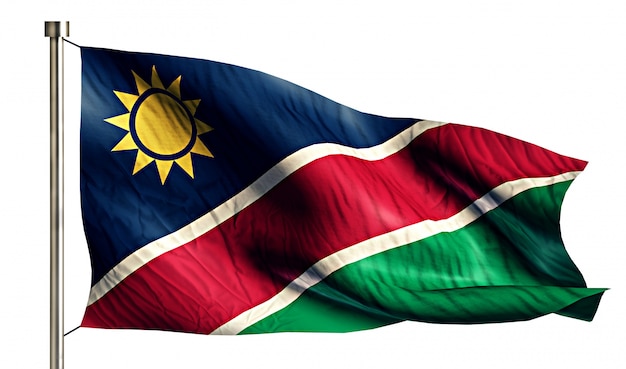 Namíbia Bandeira Nacional Isolada 3D Fundo Branco