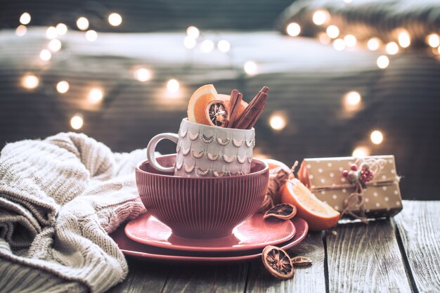 natureza morta com decoração de Natal em casa