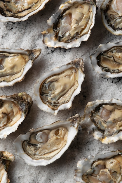 Foto grátis natureza morta com ostras prontas para comer
