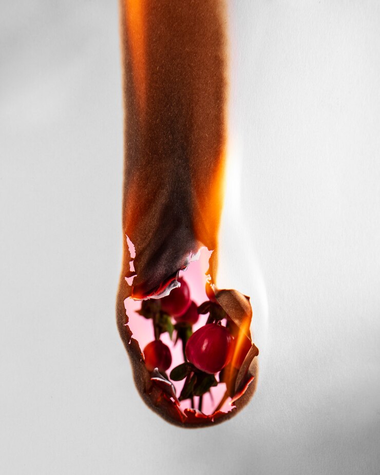 Foto grátis natureza morta de papel queimado com flor rosa