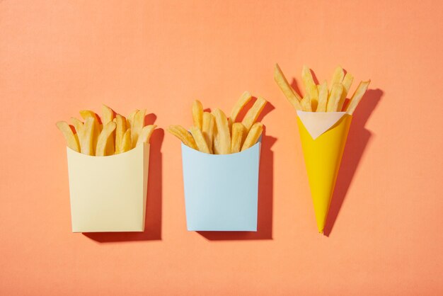 Natureza morta de pratos de fast food