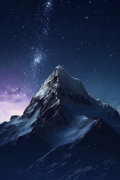 Foto grátis natureza paisagem com montanhas e céu noturno estrelado