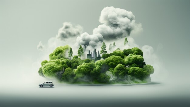 Natureza sufocada pela poluição por CO2