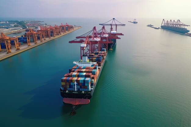 Navio de carga internacional de contêineres no portoFreight Transportation Shipping Ai generative