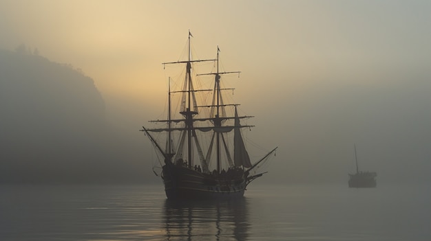 Foto grátis navio pirata navegando no mar