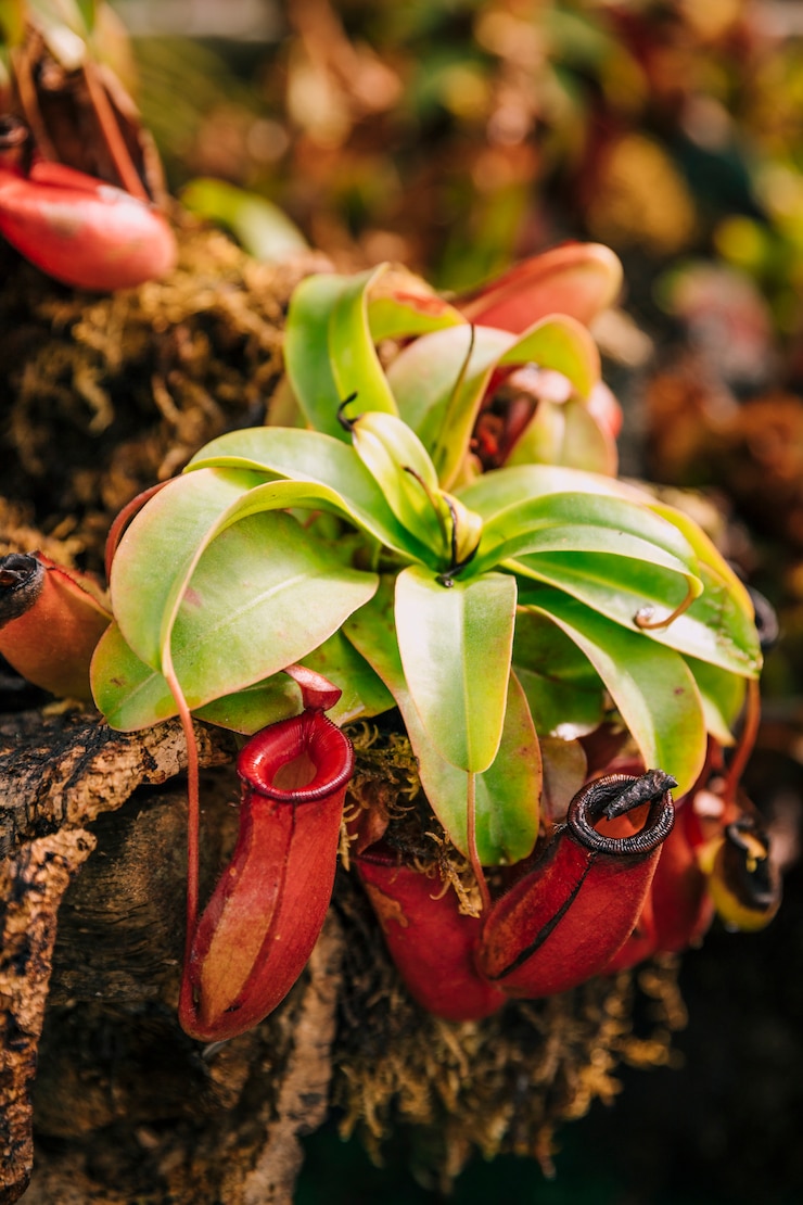 Foto grátis nepenthes carnívora tropical da planta de jarro