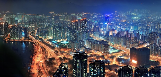 noite aérea de Hong Kong
