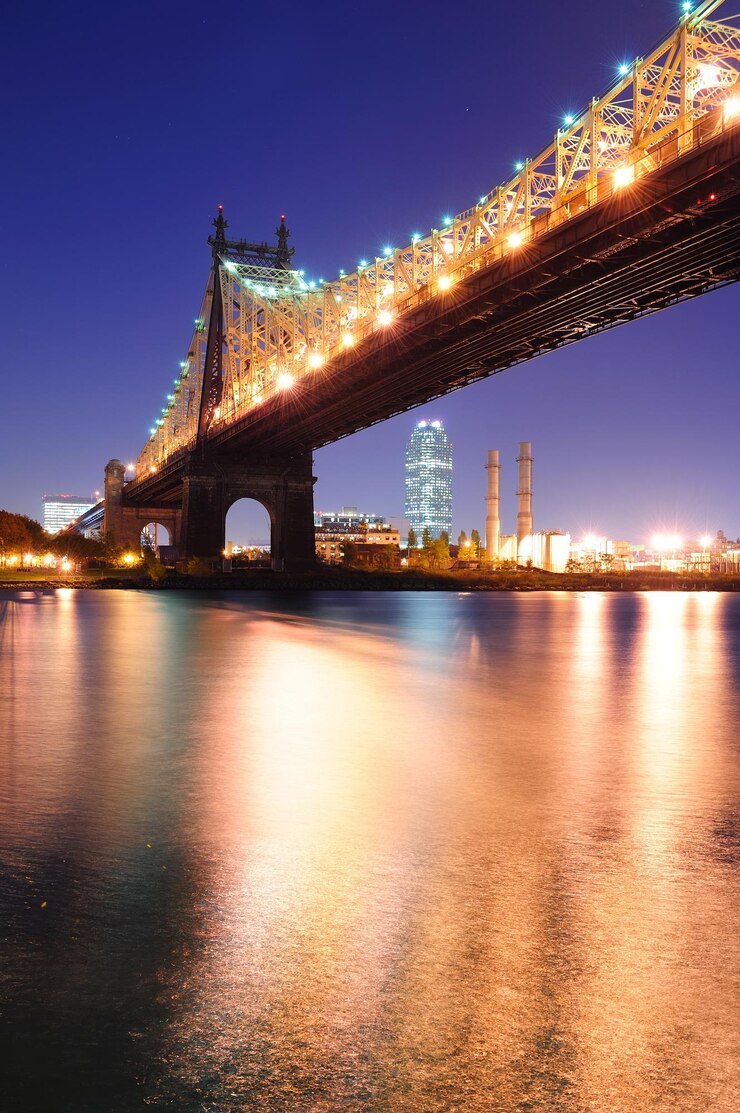 Foto grátis noite da ponte de queensboro