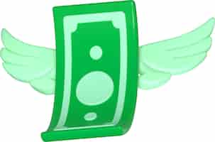 Foto grátis nota de dólar verde de conta de dinheiro com asas