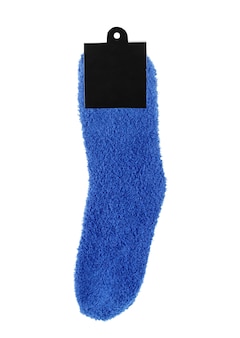 Novas meias terry com etiqueta no fundo azul