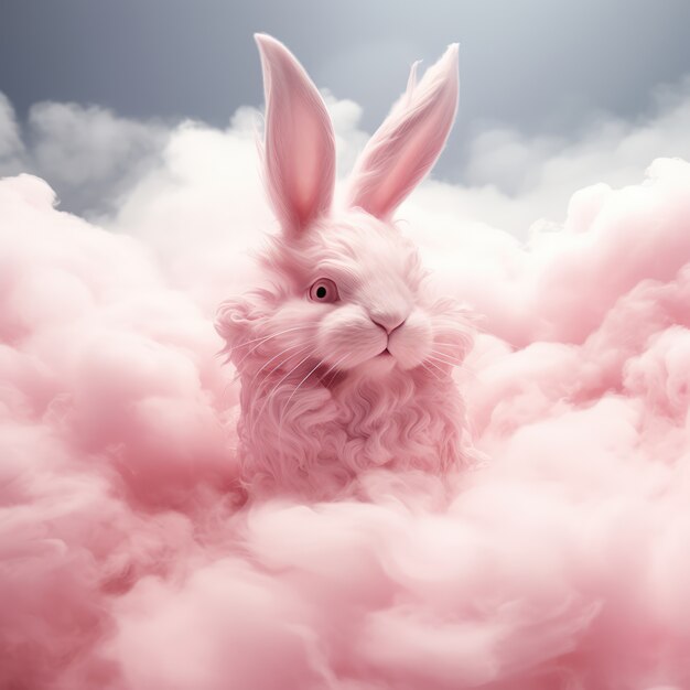 Nuvens de estilo fantasia com coelho