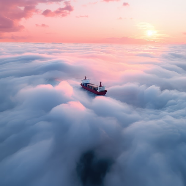 Foto grátis nuvens de estilo fantasia e barco