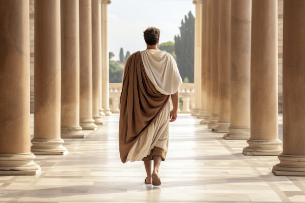 O antigo filósofo grego a caminhar