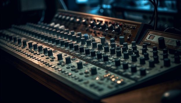 Foto grátis o botão do mixer elétrico ajusta os níveis de som na boate gerados por ia