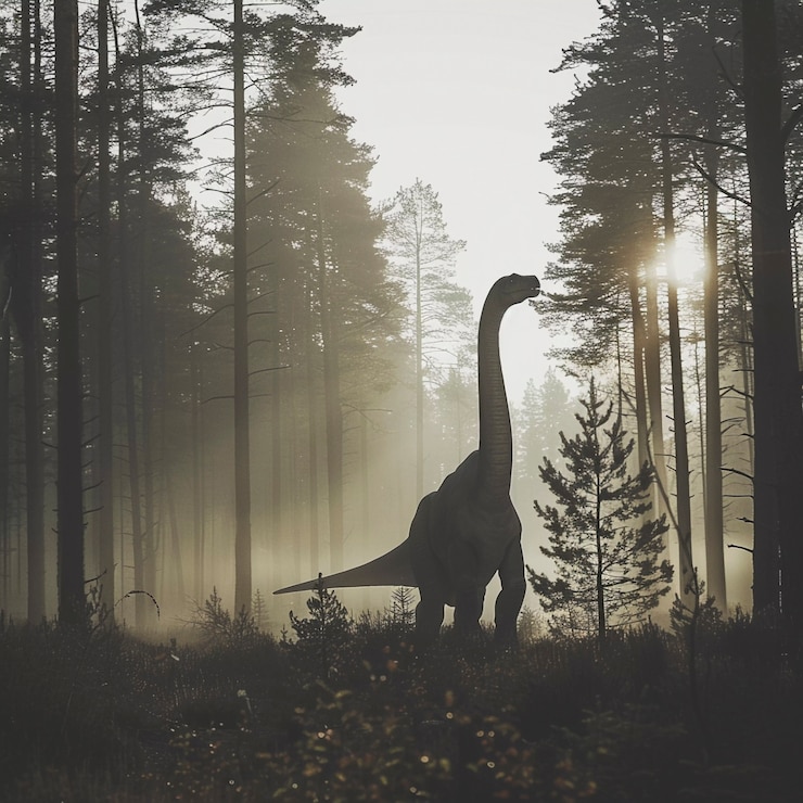 Foto grátis o dinossauro saurópode na natureza