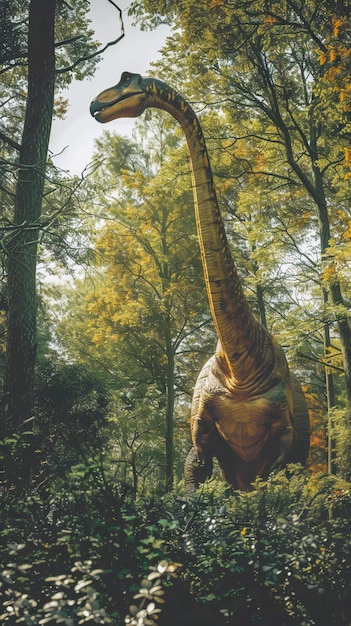 Foto grátis o dinossauro saurópode na natureza