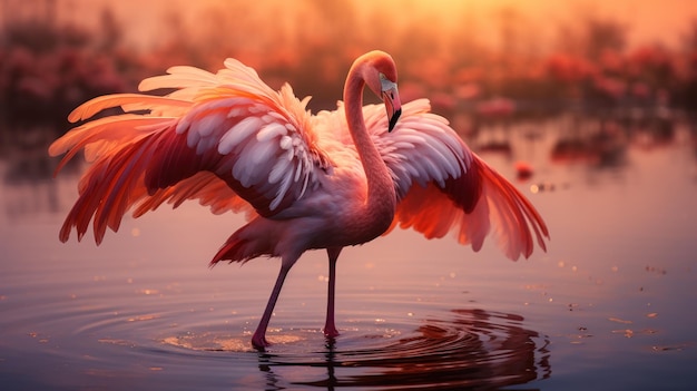 Foto grátis o flamingo enrola-se numa forma elegante