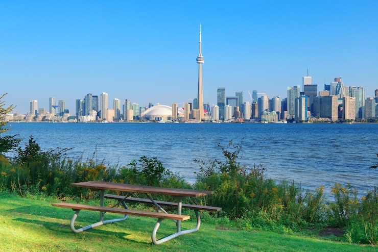 Foto grátis o horizonte de toronto do parque