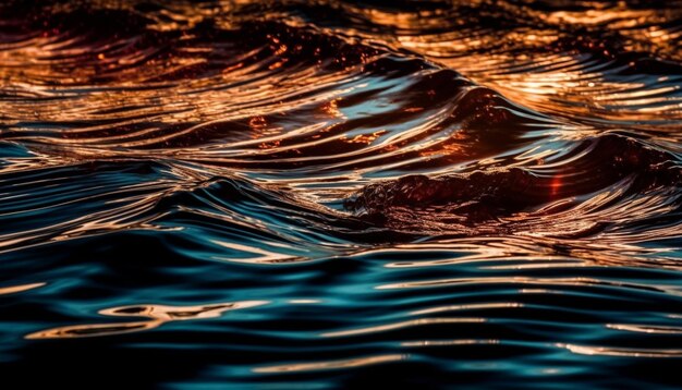 Foto grátis o padrão abstrato da onda reflete a beleza do líquido natural gerado pela ia