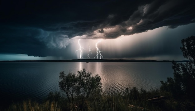 O perigo ameaçador do céu noturno assustador espreita ao ar livre gerado pela ia