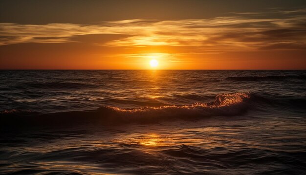 Foto grátis o pôr do sol sobre as ondas da água quebra a beleza da natureza gerada pela ia