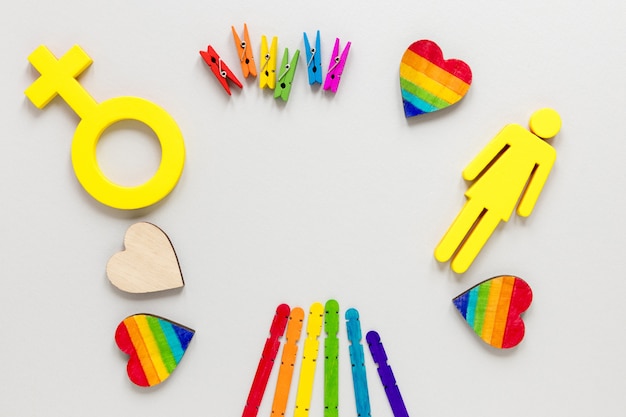 Objetos de arco-íris para o dia do orgulho