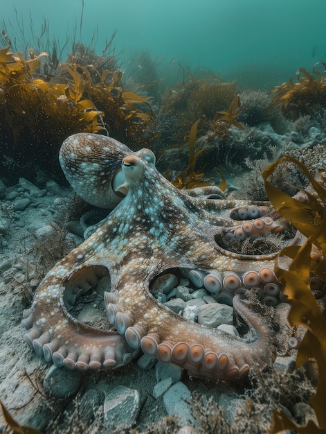 Foto grátis octopus seen in its underwater natural habitat