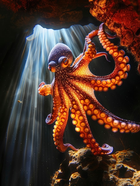 Foto grátis octopus seen in its underwater natural habitat