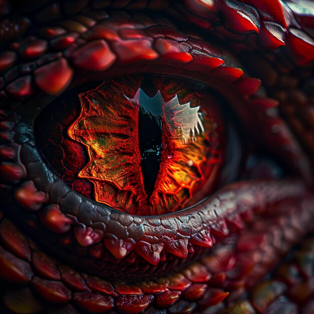 Olho de dragão fantástico de perto.
