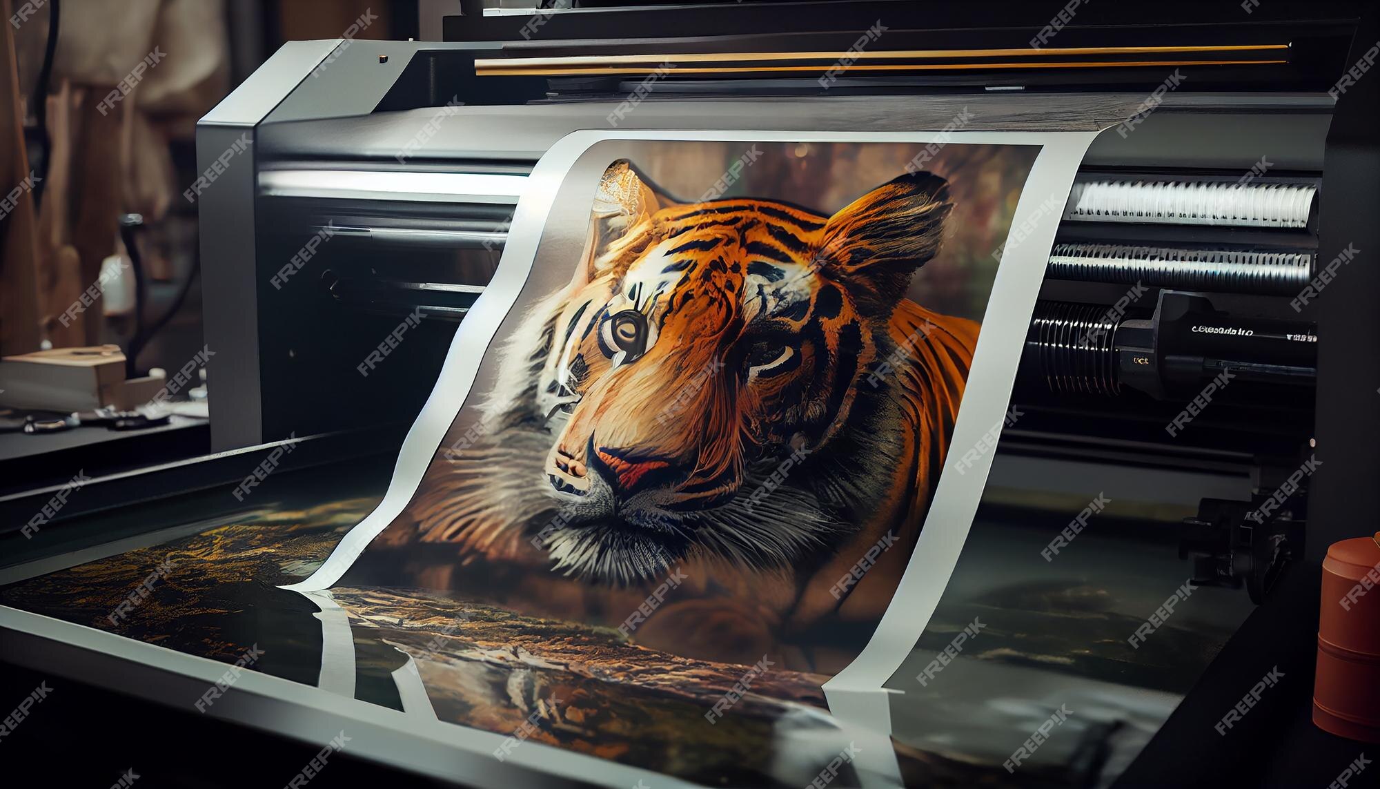 Quadro decorativo Tigre Robotico Animais com Tela em Tecido