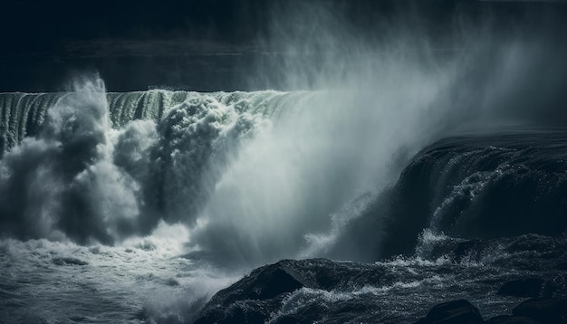 Foto grátis ondas de pulverização quebram na majestosa paisagem rochosa generativa ai