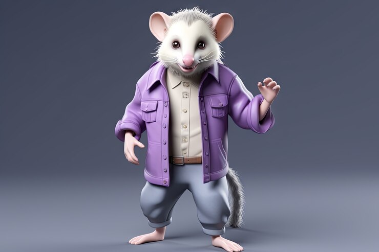 Foto grátis opossum bonito com roupa bonita no estúdio