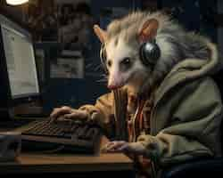 Foto grátis opossum de estilo fantasia