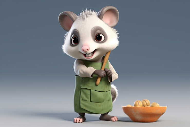 Foto grátis opossum fofo com comida saborosa