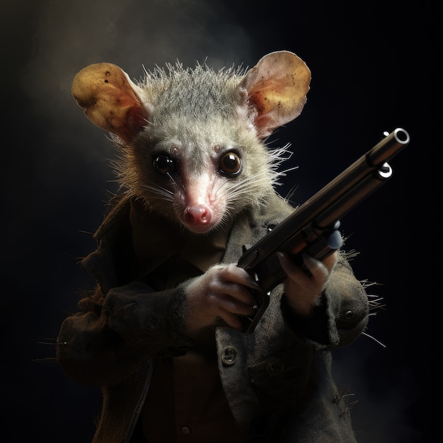 Foto grátis opossum selvagem no estúdio