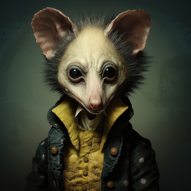 Foto grátis opossum selvagem no estúdio