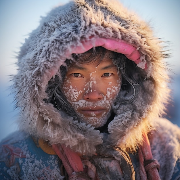 Foto grátis os esquimós vivem em condições climáticas extremas.