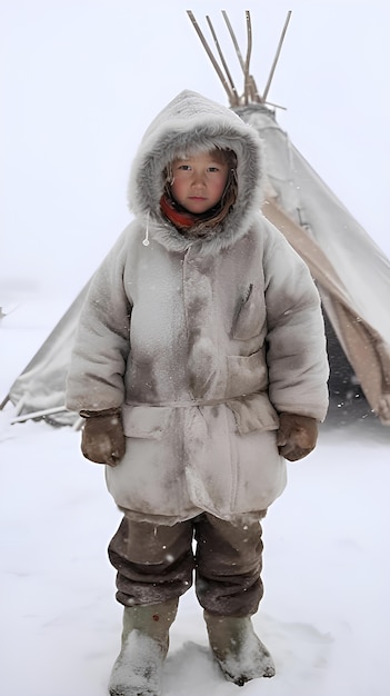 Foto grátis os esquimós vivem em condições climáticas extremas.