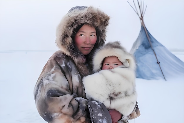 Foto grátis os esquimós vivem em condições climáticas extremas.