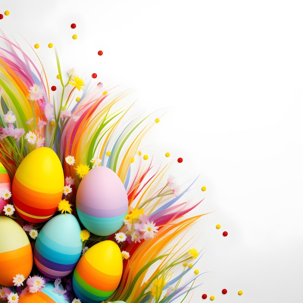 Foto grátis ovos de páscoa decorados com pintura colorida e fundo branco