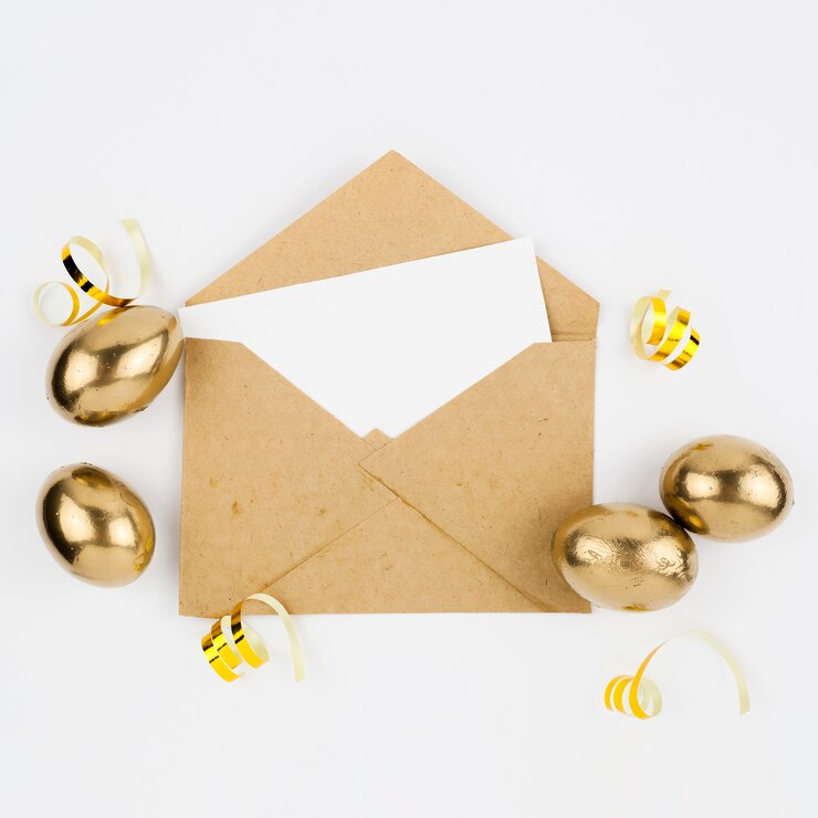 Foto grátis ovos de páscoa perto do envelope