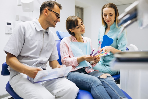 Paciente mulher no dentista