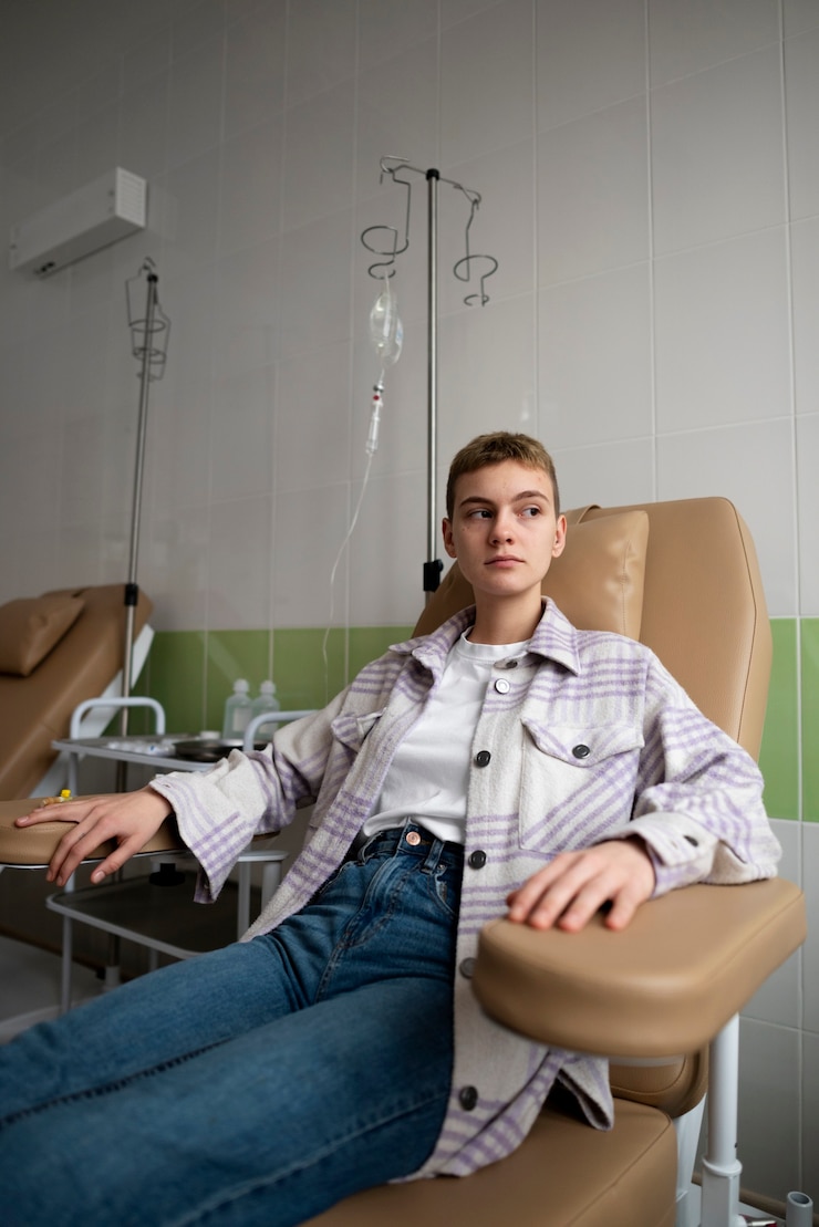 Foto grátis paciente recebendo tratamento de quimioterapia